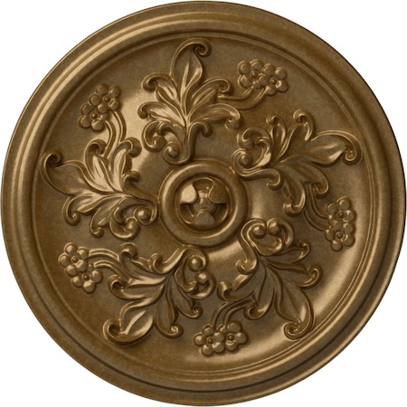 Ekena Millwork Katheryn Ceiling Medallion (Fits Canopies up to 2 1/8"), Hand-Painted Pale Gold, 14 1/2"OD x 2 3/4"P CM14KTPAS